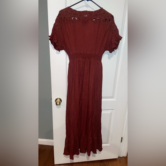 New! Free People x Revolve Colette Embroidered Eyelet Maxi Dress Cinnamon🥀 Small - Picture 15 of 16